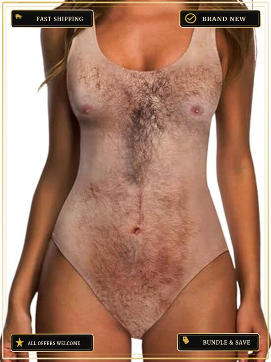 Other - One Piece Swimsuit Funny 3D Hairy Chest Print Bathing Suit